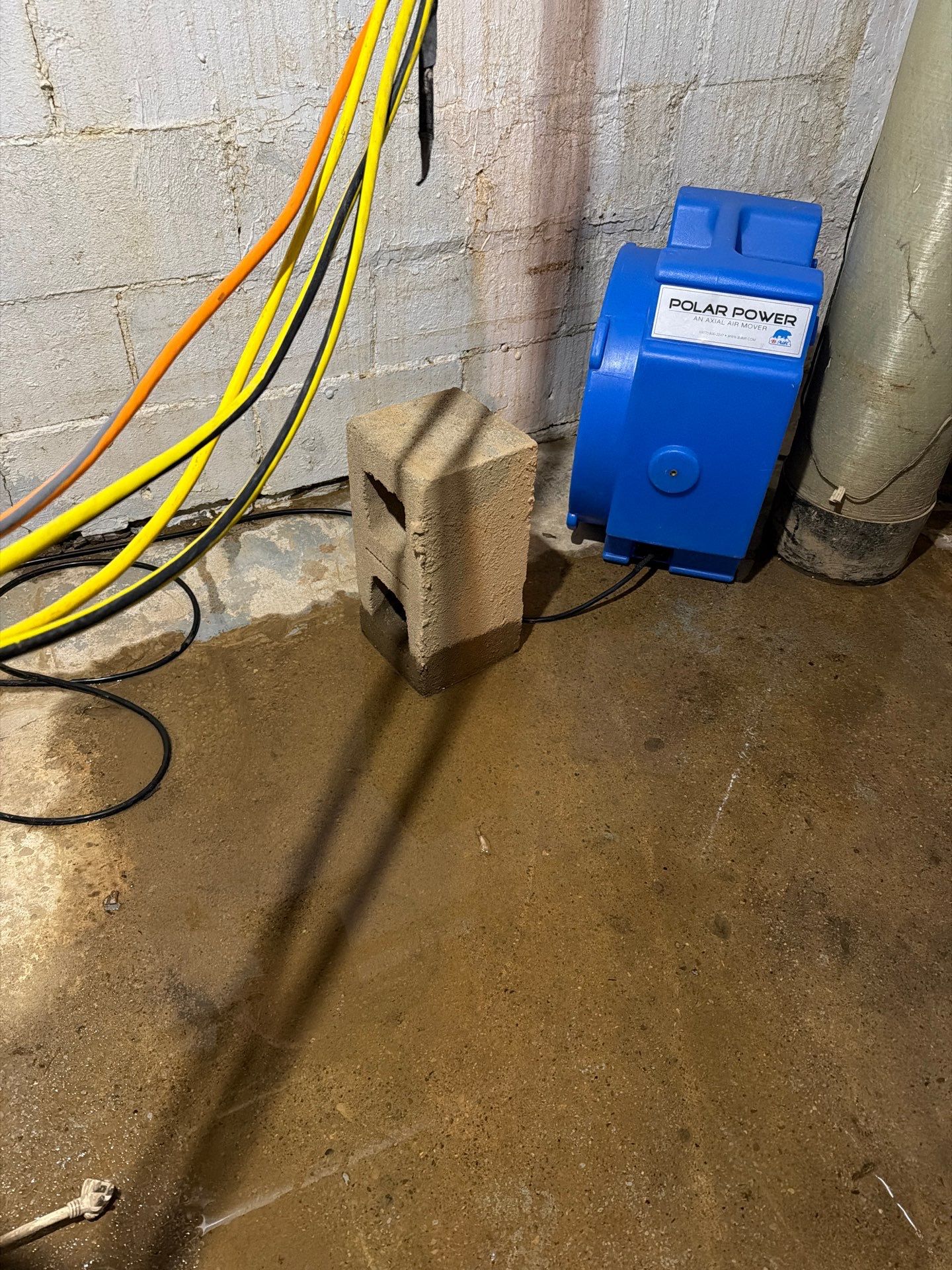 water damaged based with actve leak